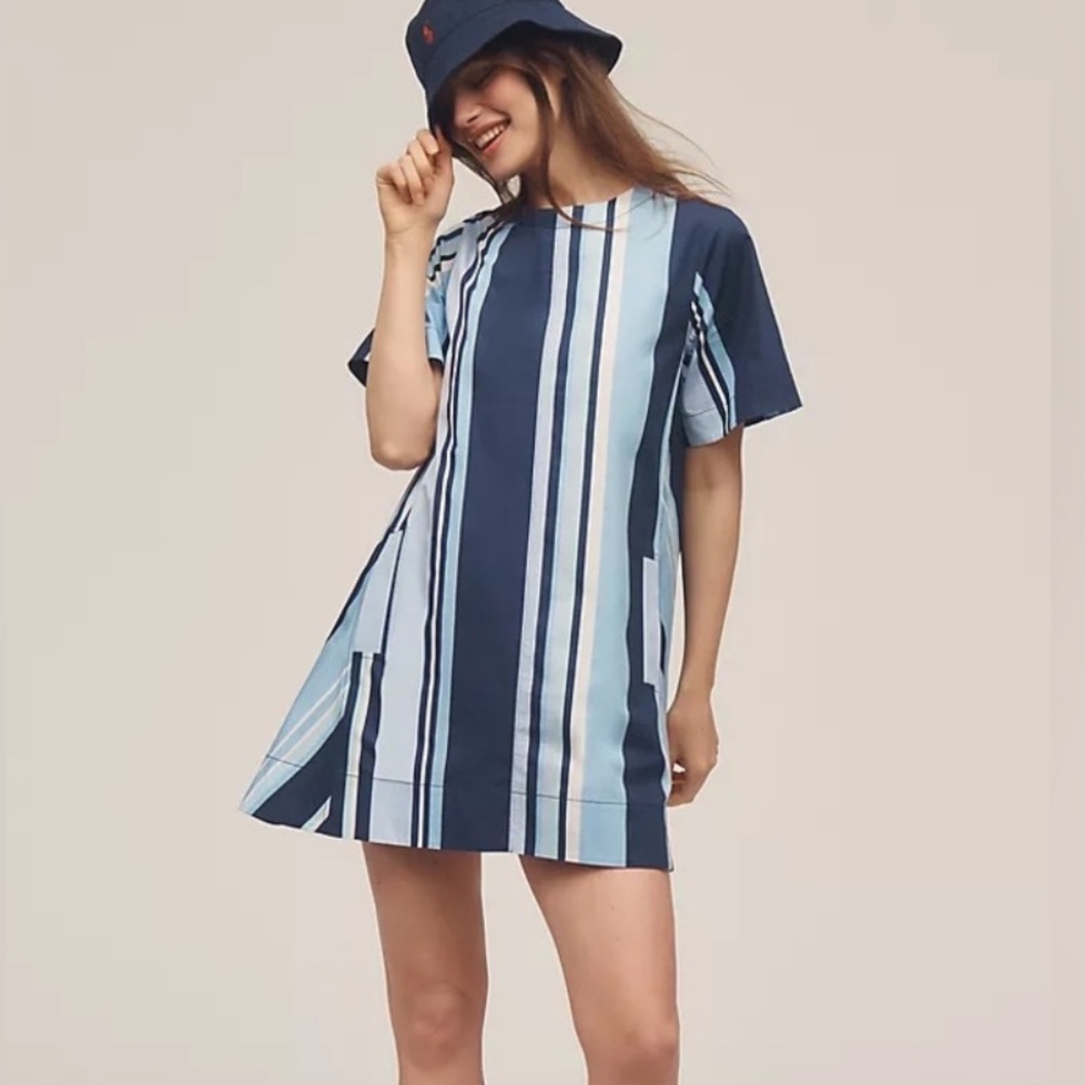 Maeve Blue and White Striped Dress